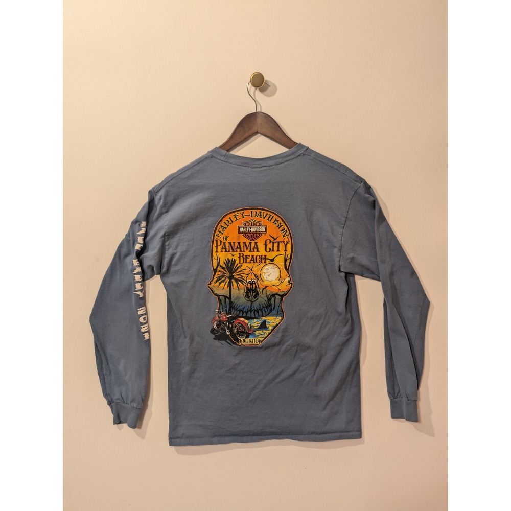 Harley Davidson Shirt Mens M Blue Long Sleeve 2021 Fall Rally Panama City Beach